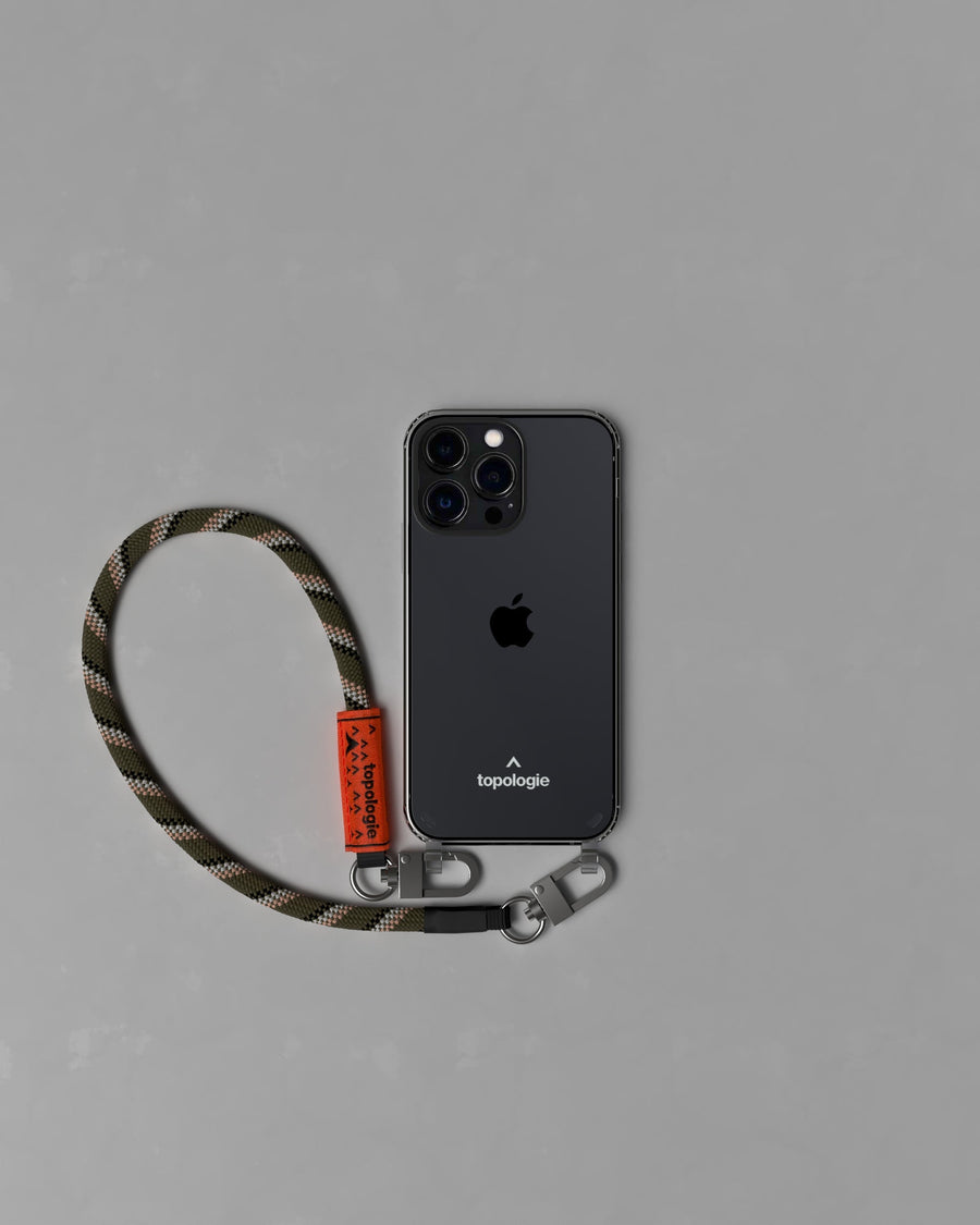 Verdon Phone Case / Clear / 8.0mm Wrist Strap / Army Green Patterned