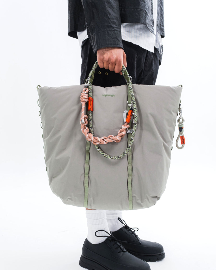 Cloud Tote / Moss (Tech Sateen) / 10mm Rope Loop / Neon Yellow Solid