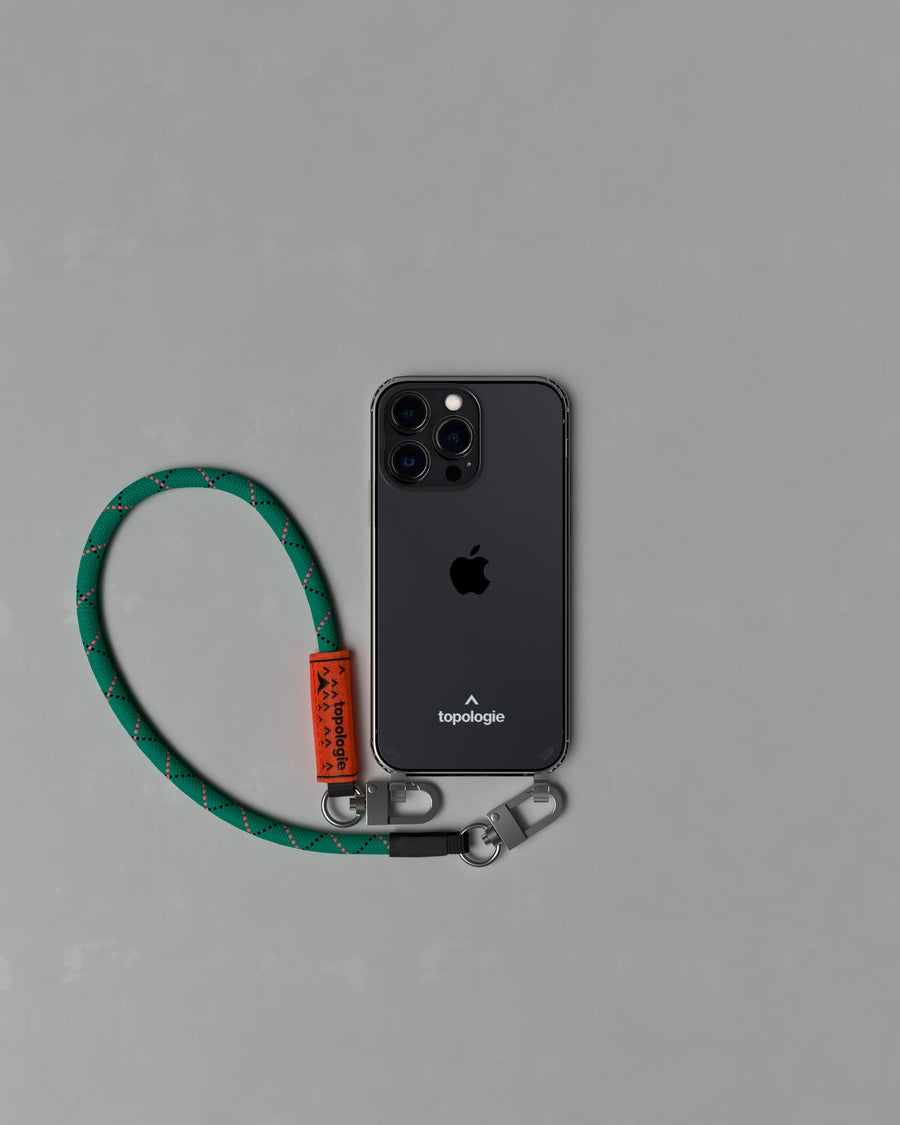 Verdon Phone Case / Clear / 8.0mm Wrist Strap / Emerald Fuschia