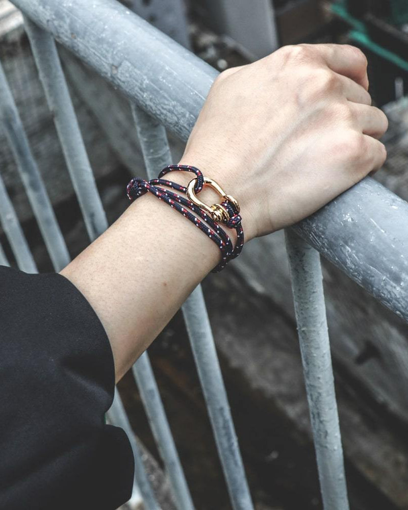 Kalymnos / Navy Patterned Gold Bracelet