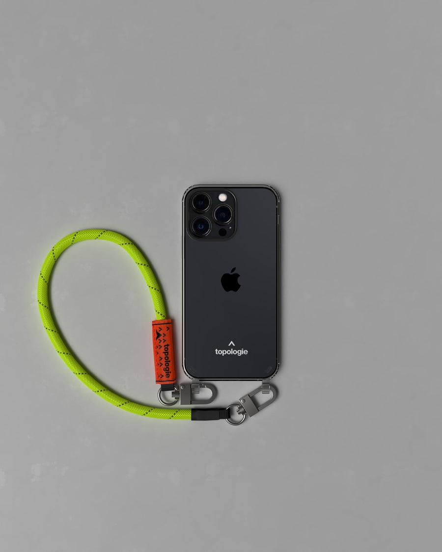 Verdon Phone Case / Clear / 8.0mm Wrist Strap / Neon Yellow Reflective