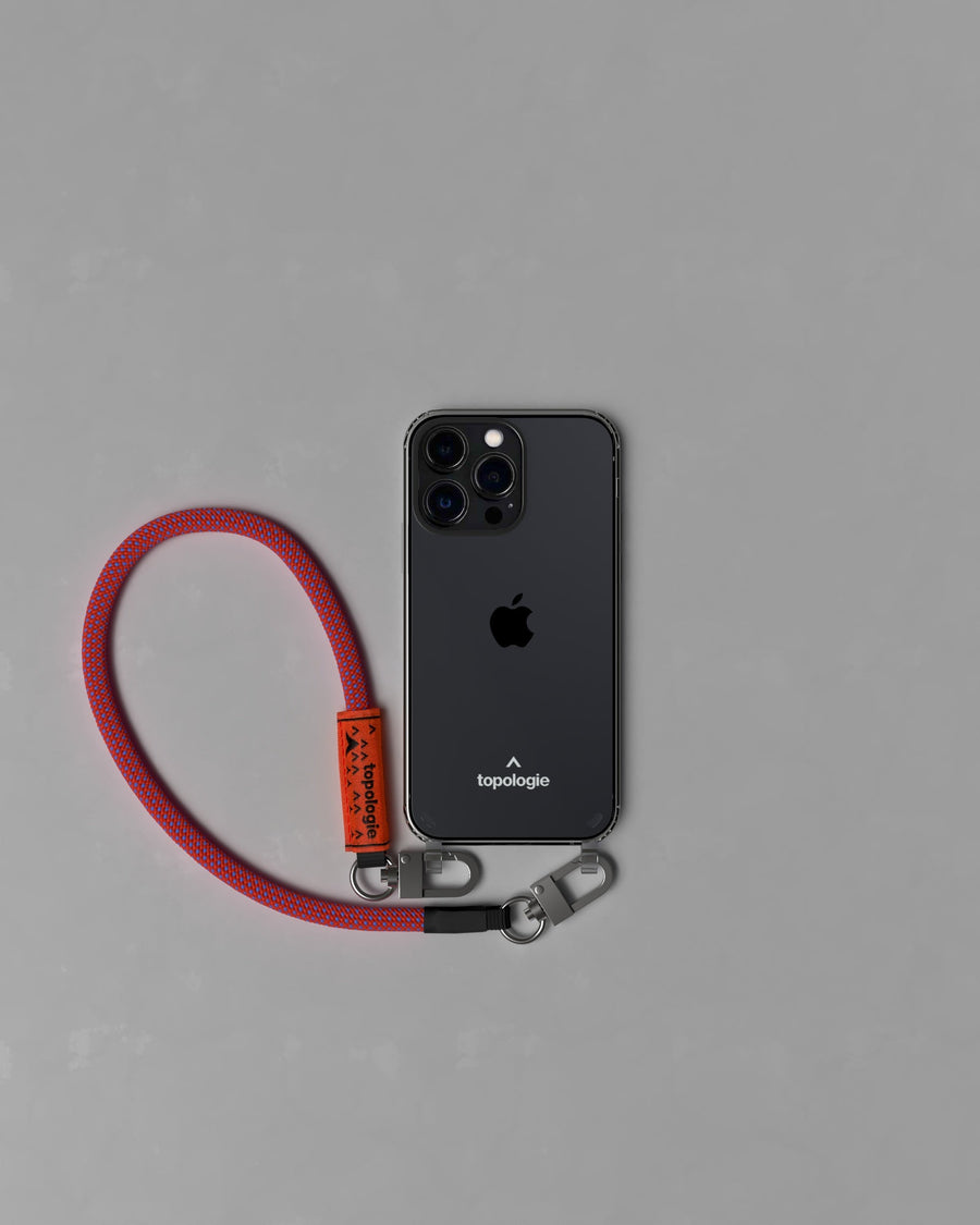 Verdon Phone Case / Clear / 8.0mm Wrist Strap / Red Blue Lattice