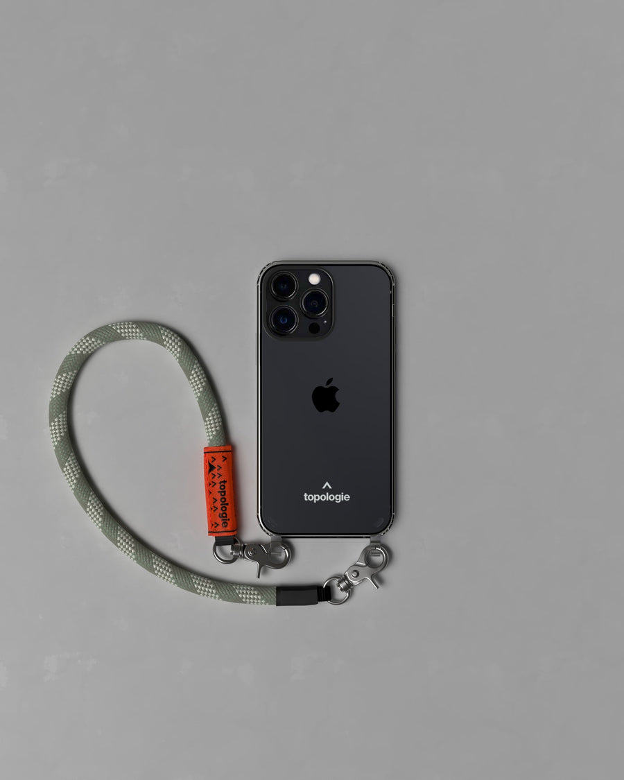 Verdon Phone Case / Clear / 10mm Wrist Strap / Sage Patterned