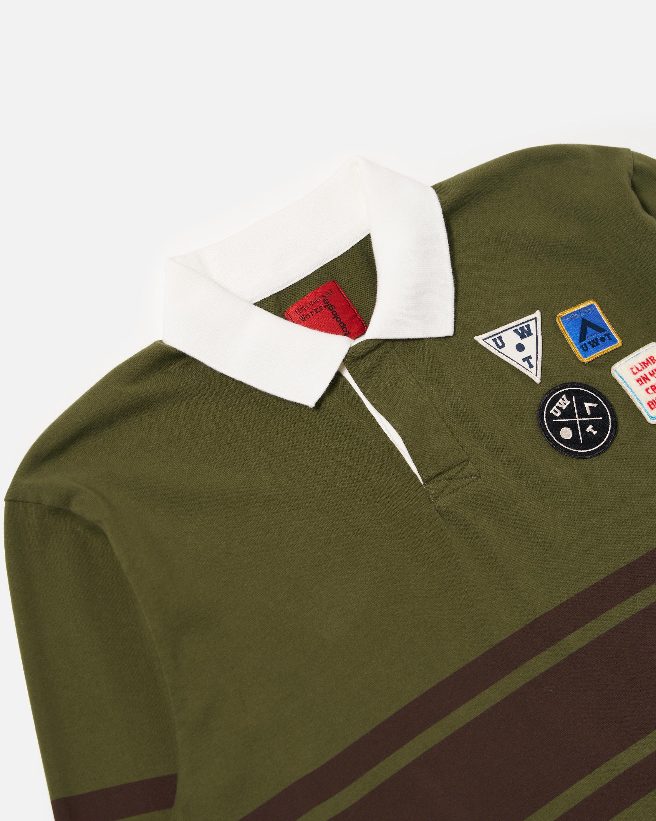 Topologie X Universal Works Rugby Shirt (With Badges) / Olive / Brown