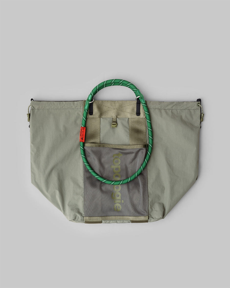 Summit Tote Medium / Black / Olive (Tech Sateen) / 10mm Rope Loop / Green Patterned